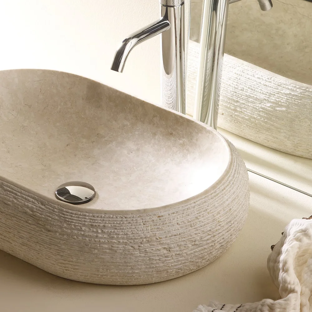 Bathco Domed tvättställ ovalt 60 cm, Beige, bild 2