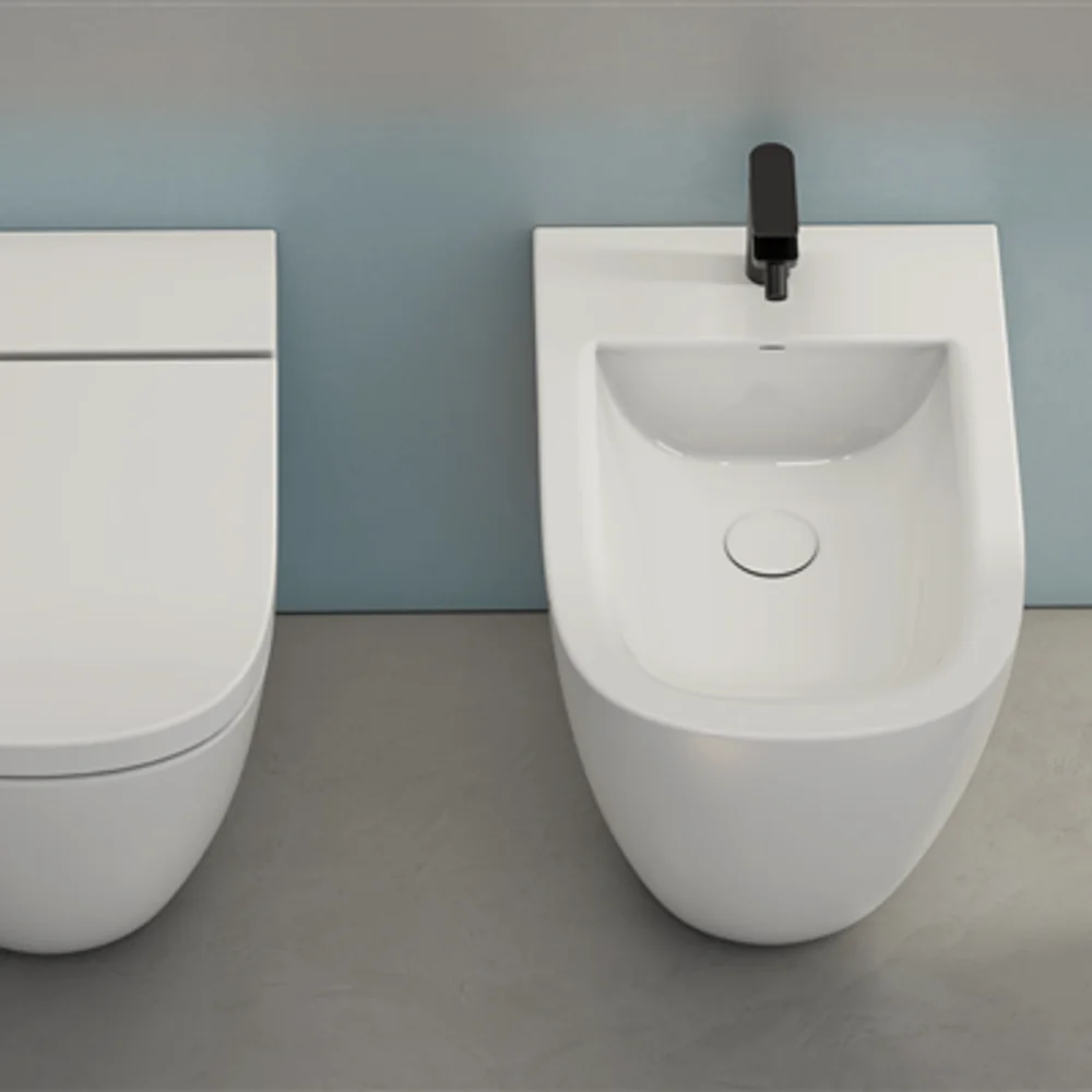 Globo Stockholm golvstående bidé 51 cm, Vit blank, bild 3